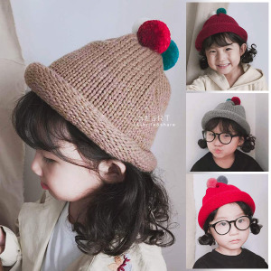 (出清不退換)彩球捲邊保暖毛線帽