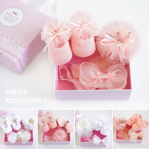 (出清不退換)甜美網紗襪子+髮帶禮盒 三件組