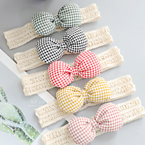 日系甜美格子蝴蝶結髮帶