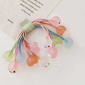 櫻桃花朵透明珠子髮圈