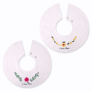 (出清不退換)刺繡花朵360度旋轉圍兜口水巾