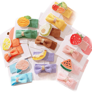 可愛水果蝴蝶結髮夾 2入組