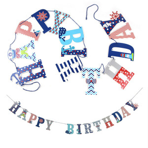 (出清不退換)海軍風生日字母派對彩旗