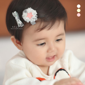 閃亮網紗星星蝴蝶結髮夾 2入組