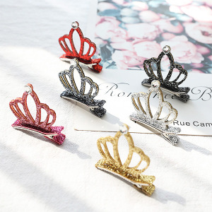 閃耀亮粉帶鑽皇冠髮夾