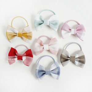 氣質甜美格子蝴蝶結髮圈