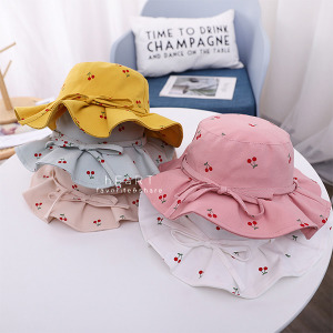 (出清不退換)小櫻桃印花荷葉邊漁夫帽