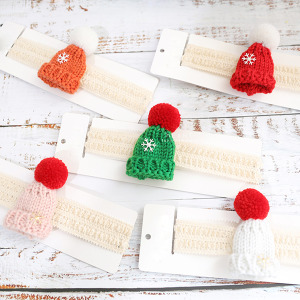 雪花針織聖誕帽造型髮帶