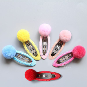 糖果色可愛毛球BB髮夾
