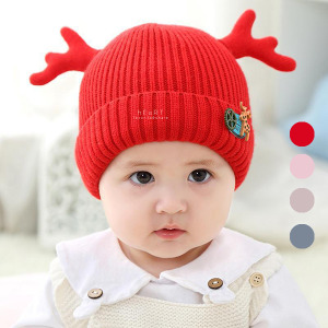 (出清不退換)立體鹿角針織保暖帽