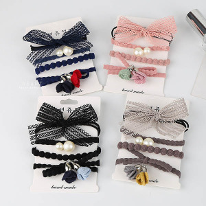 氣質蝴蝶結髮圈套組 4入組