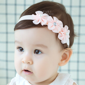 珍珠雪紡小花髮帶