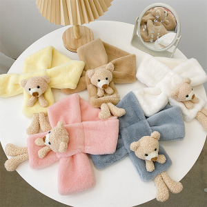 (出清不退換)立體小熊絲絨保暖圍巾