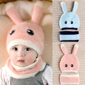 (出清不退換)雙層毛絨針織長耳朵帽+脖圍 2件組