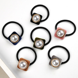 復古絨布珍珠髮圈