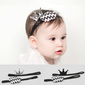 黑白皇冠雲朵雙層髮帶