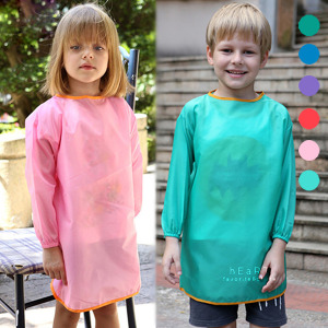 素色兒童吃飯防水反穿衣