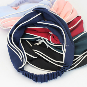 運動風滾邊交叉髮帶