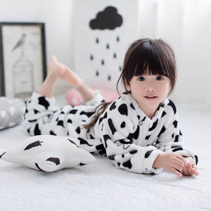 (零碼不退換)法蘭絨印花保暖連身睡袍