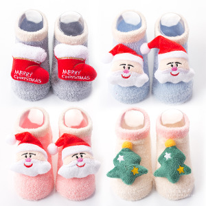 (出清不退換)聖誕立體玩偶寶寶止滑地板襪