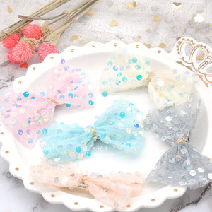 彩色亮片蝴蝶結髮夾