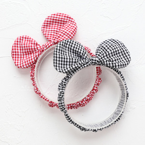 英倫格紋蝴蝶結髮帶
