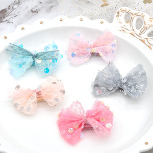 網紗蕾絲蝴蝶結髮夾 2入組