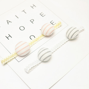 簡約條紋雙球造型髮帶