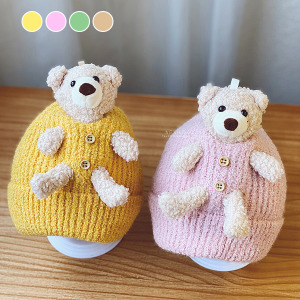 (出清不退換)立體可愛小熊保暖針織帽