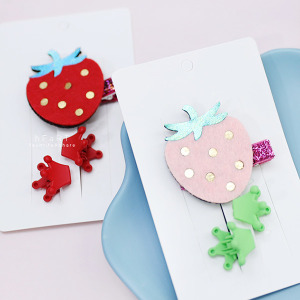可愛草莓皇冠髮夾 三入組