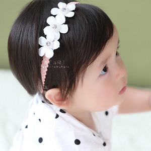 三連花朵彈性髮帶