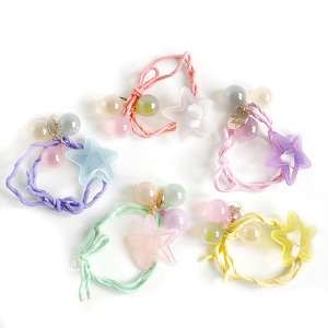 透明糖果色星星造型髮圈 不挑色