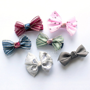 刺繡虛線蝴蝶結髮夾