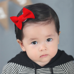 棉感純色蝴蝶結BB髮夾