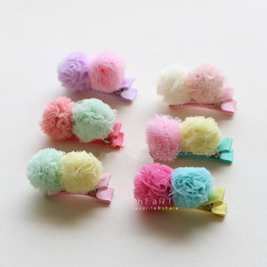 果凍色紗球髮夾