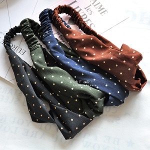 布藝復古碎花交叉寬髮帶