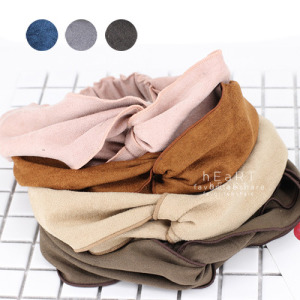 復古麂皮手感純色交叉髮帶