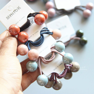 粉嫩糖果珠子髮圈 2入組