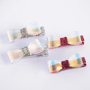 幻彩閃亮蝴蝶結髮夾 2入組
