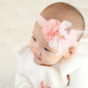 雪紡雙花朵彈性髮帶