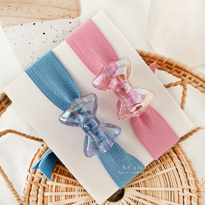 透明糖果色蝴蝶結髮繩髮圈