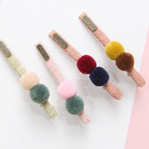 一字纏繞毛球髮夾