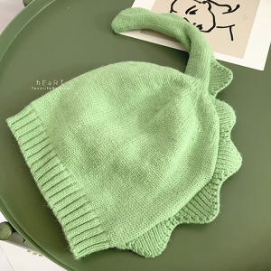 (出清不退換)保暖雙層恐龍尾巴針織帽