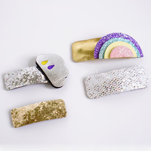 亮片雲朵彩虹BB髮夾 2入組