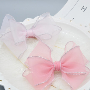 氣質網紗銀邊大蝴蝶結髮夾