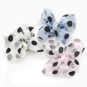 復古波點大蝴蝶結髮夾