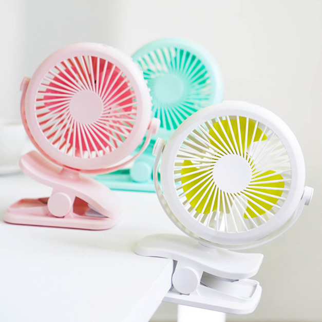 (出清不退換)馬卡龍色USB夾式靜音推車電風扇