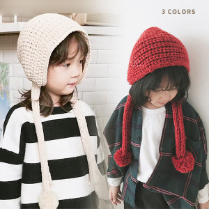 (出清不退換)針織加長防風護耳球球帽