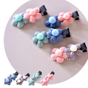 針織雙花朵髮夾