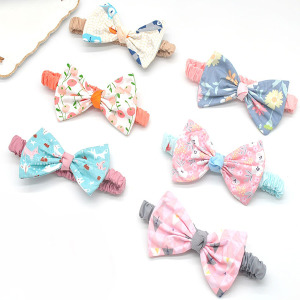 繽紛印花蝴蝶結彈性髮帶